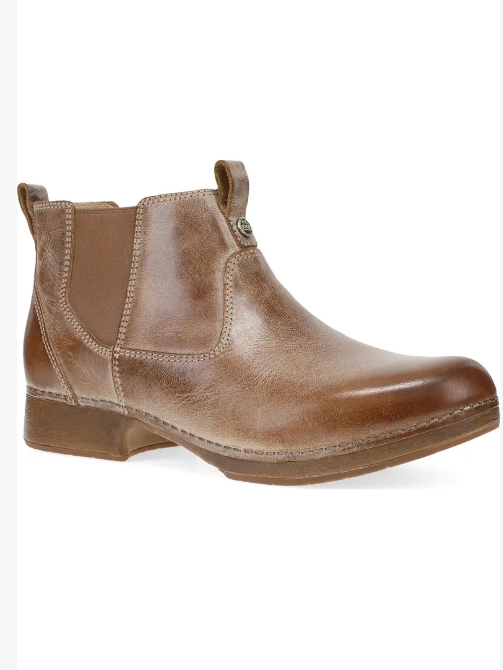 Dansko Michele Chelsea Boot, Tan Waxy Brush Off, Size EU38/US7.5 NWOT